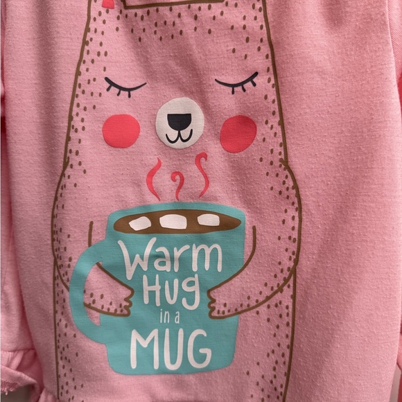 Carter's 4T Girls Pink Warm Hug in a Mug Graphic Long Sleeve Pajama Top - Picture 2 of 5